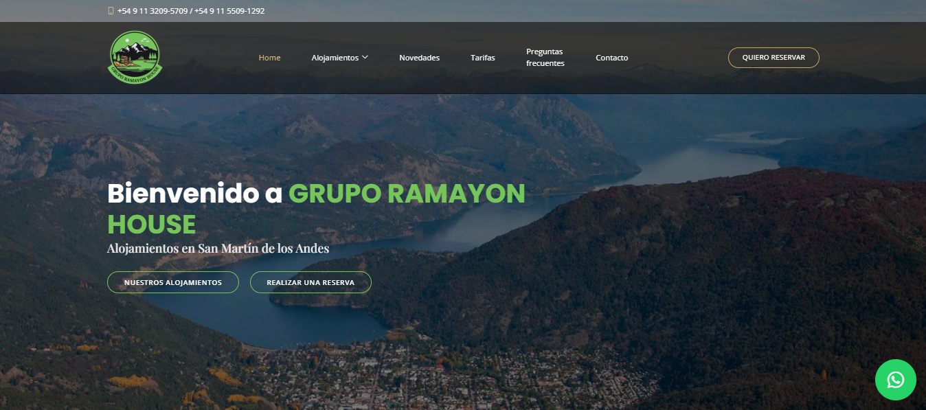 Página principal de Ramayón House - sitio multi-page por Eje Z